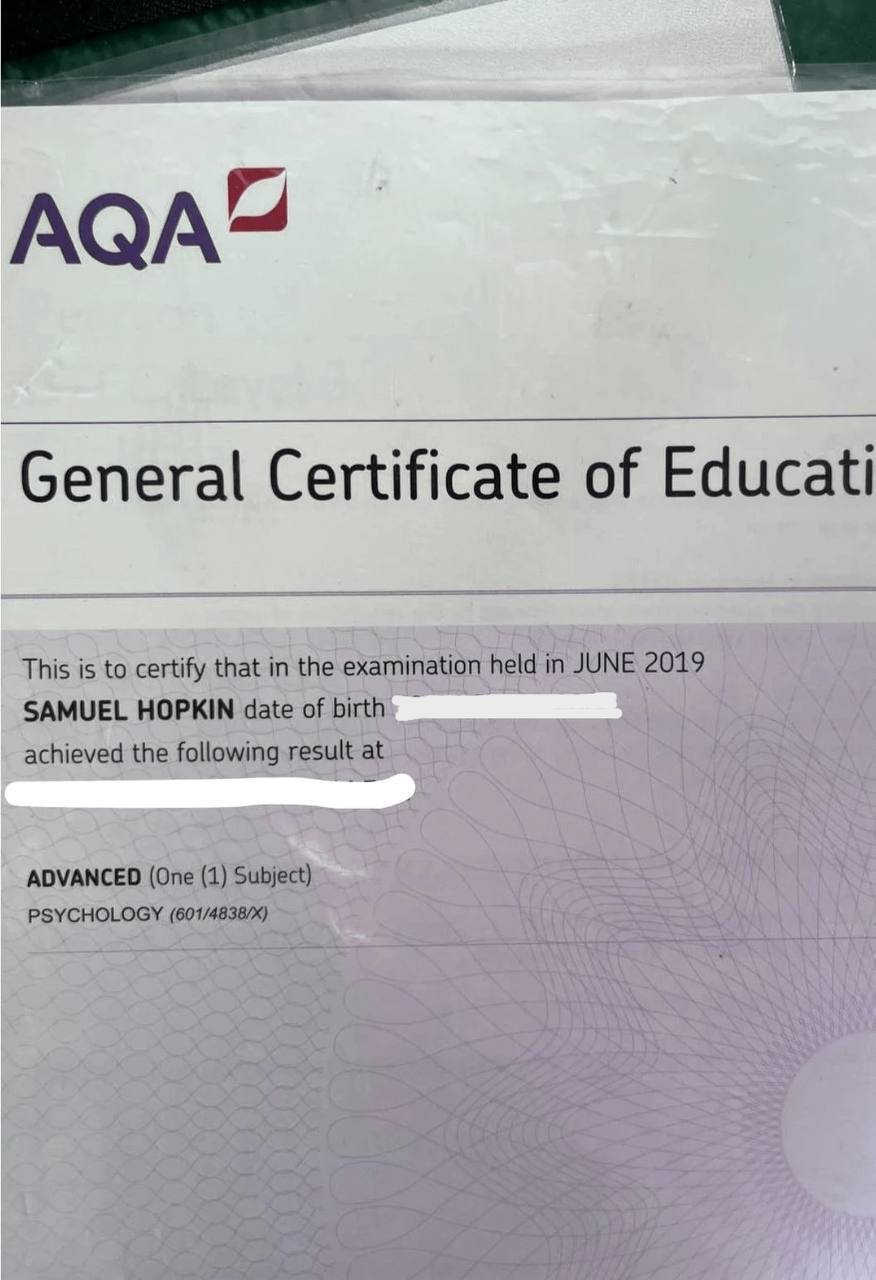 Psychology certificate
